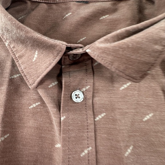 Vuori Shirt Mens Large Brown BRIDGE Button Down Short Sleeve Shirt Pocket - Picture 5 of 10